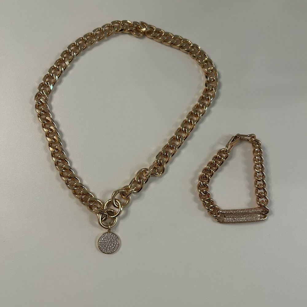 NEW Ettika Gold Chain Necklace and Bracelet Set